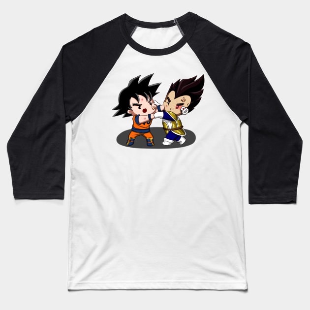 Goku versus Vegeta chibi style illustration Baseball T-Shirt by VerydudeShirt